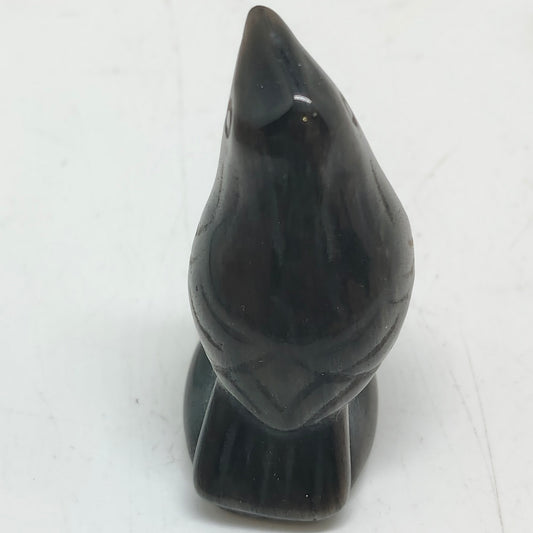 silver obsidian bird carving ornaments healing 24.8g