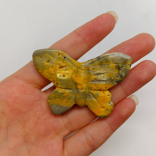 bumble bee jasper butterfly carving ornaments healing 16.3g