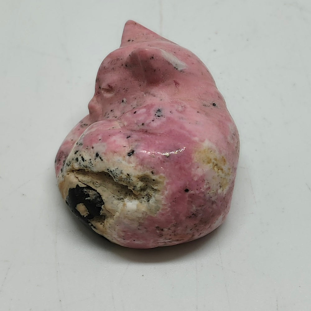 rhodonite cat carving ornaments healing 32.7g