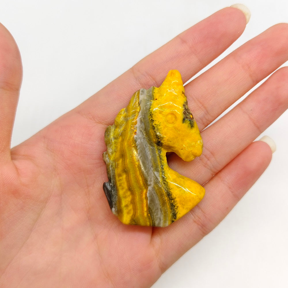 bumble bee jasper horse head carving ornaments healing 25g