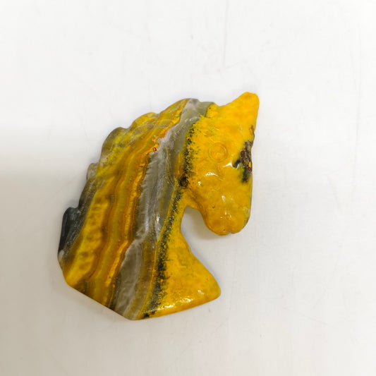 bumble bee jasper horse head carving ornaments healing 25g