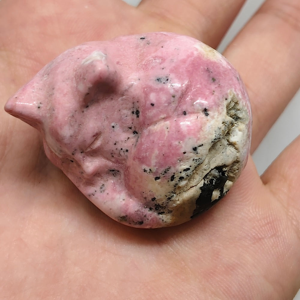 rhodonite cat carving ornaments healing 32.7g