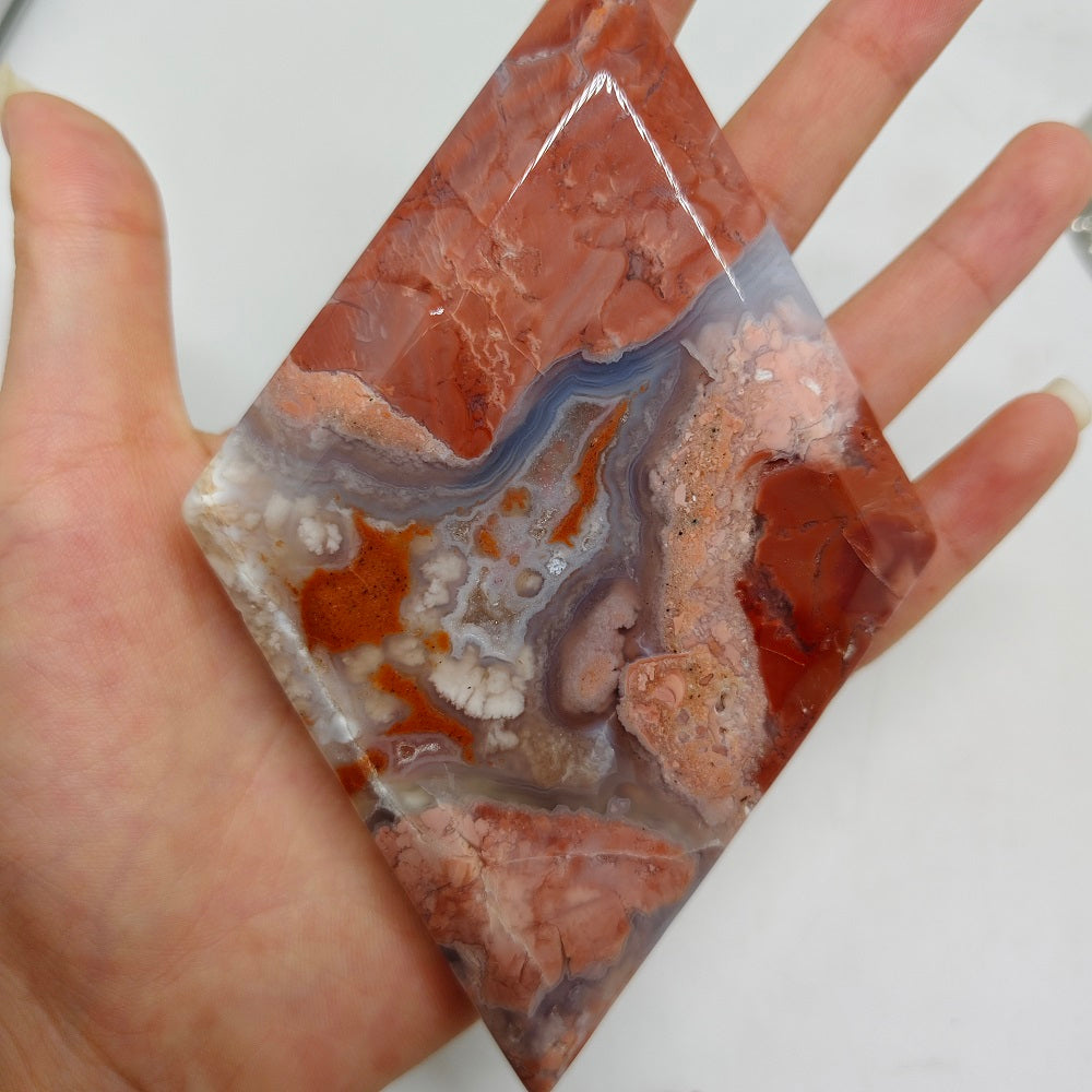 pink silced agate carving ornaments healing 195.3g