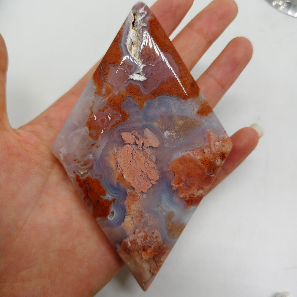 pink silced agate carving ornaments healing 138.3g