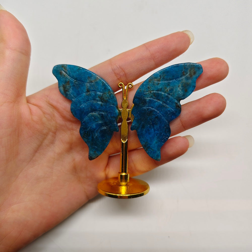 blue apatite butterfly carving ornaments healing 33g