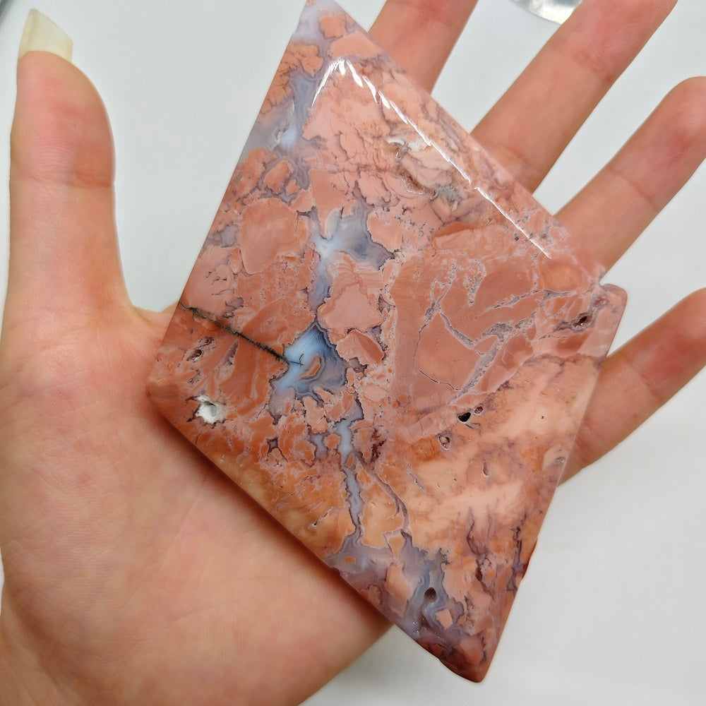 pink silced agate carving ornaments healing 151.4g
