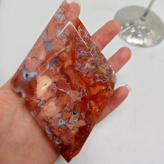 pink silced agate carving ornaments healing 174.1g