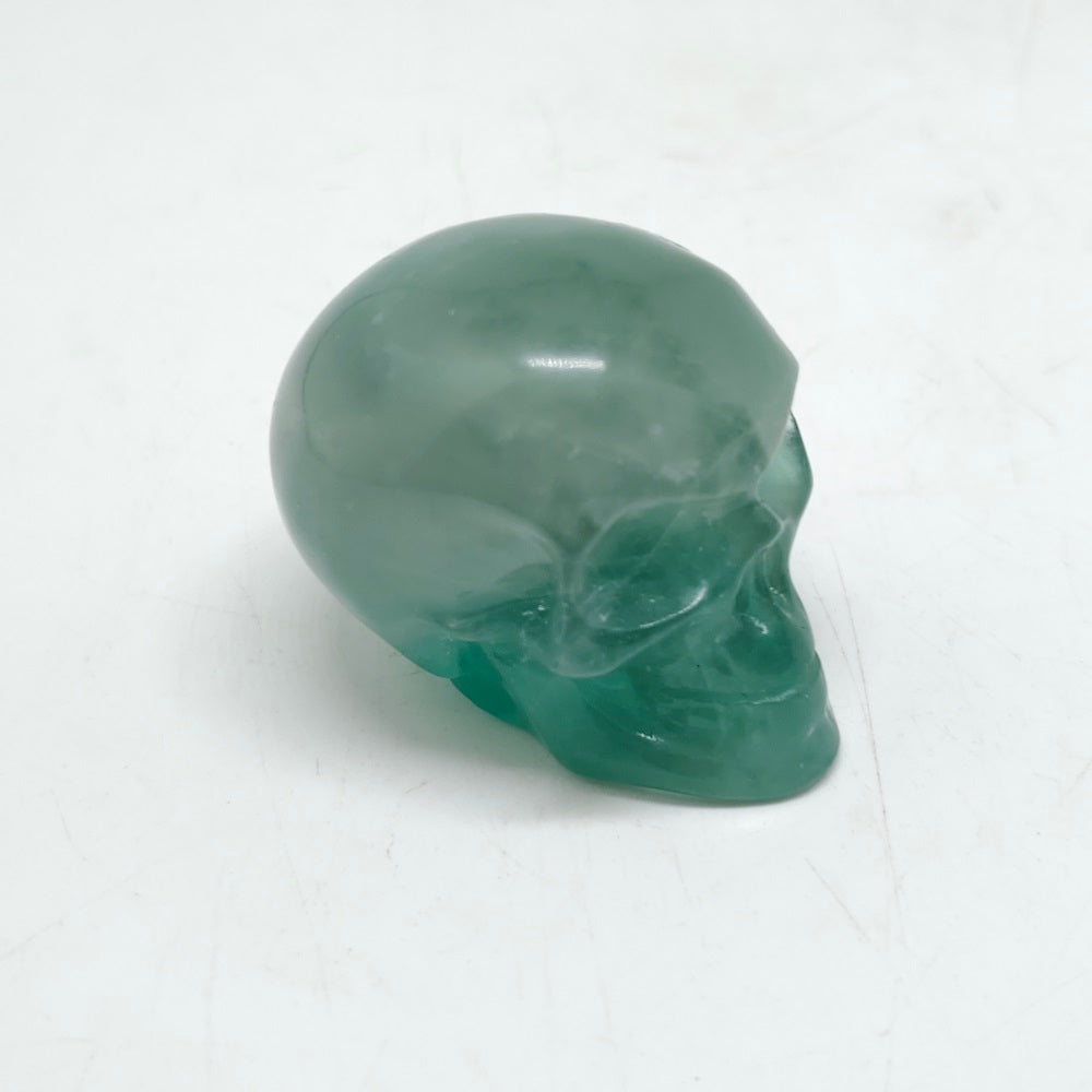 green fluorite skull carving ornaments healing 78g
