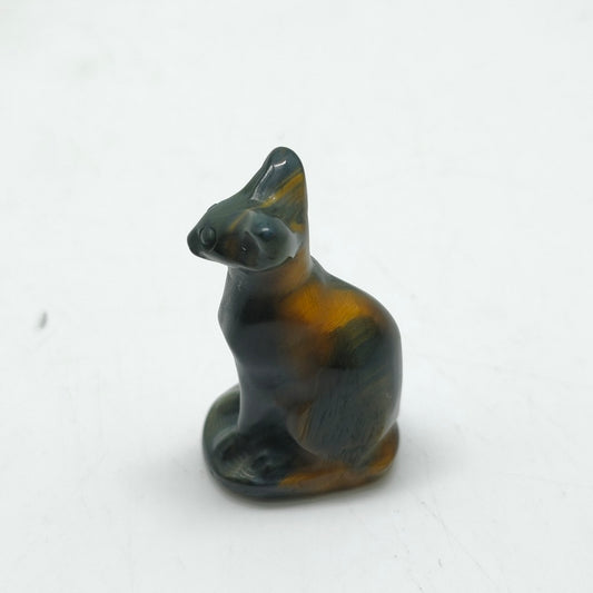 golden obsidian cat carving ornaments healing 17.6g