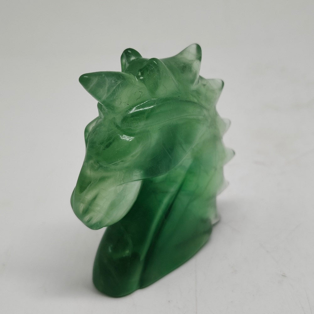 green fluorite unicorn head carving ornaments healing 98.4g
