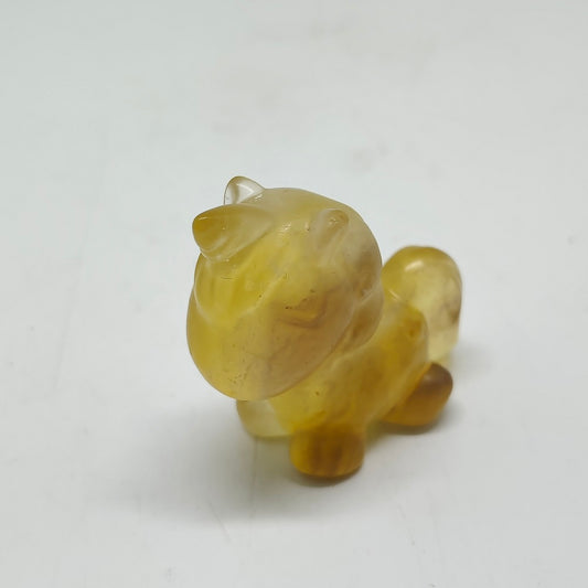 yellow fluorite unicorn carving ornaments healing 43g