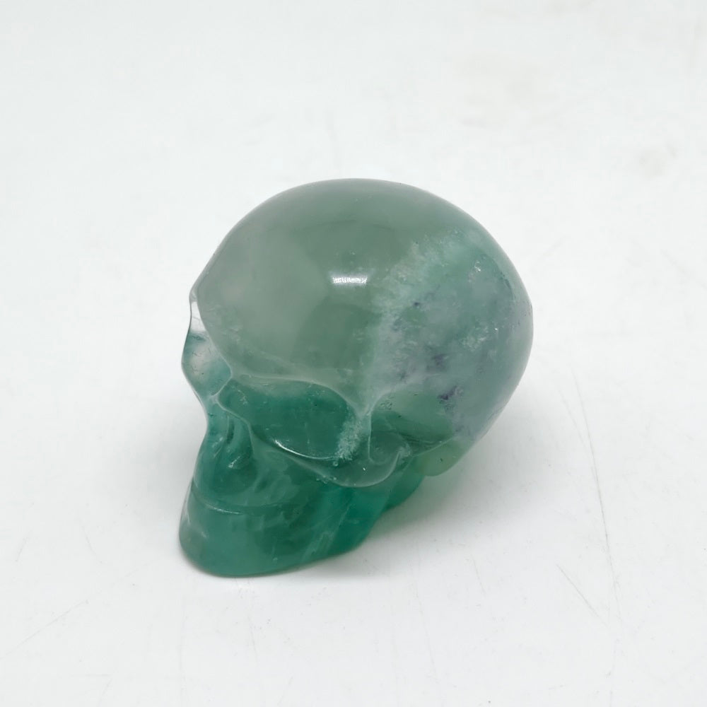 green fluorite skull carving ornaments healing 78g