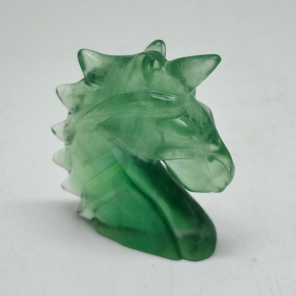 green fluorite unicorn head carving ornaments healing 98.4g