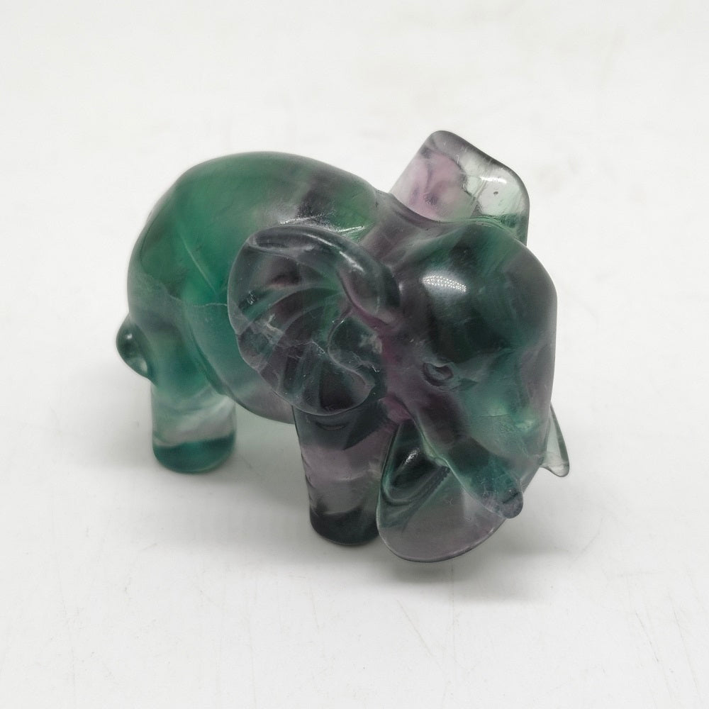 fluorite elephant carving ornaments healing 88g