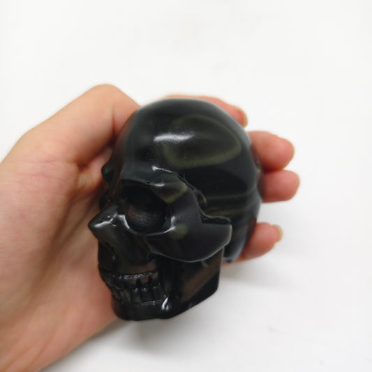 rainbow obsidian skull carving ornaments healing 190g