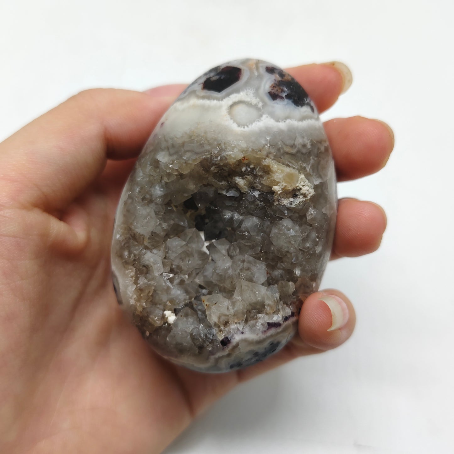 purple sphalerite egg carving ornaments healing 170.8g