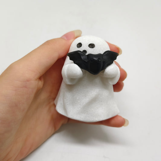 white marble ghost carving ornaments healing 175.4g