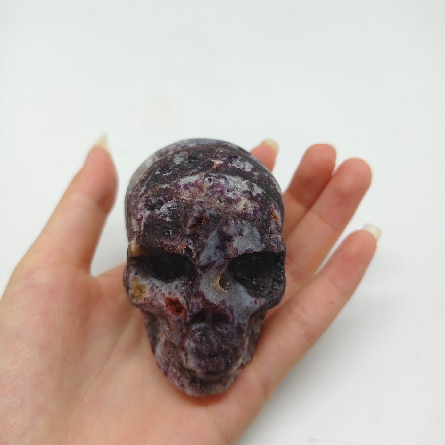 purple sphalerite skull carving ornaments healing 184.2g