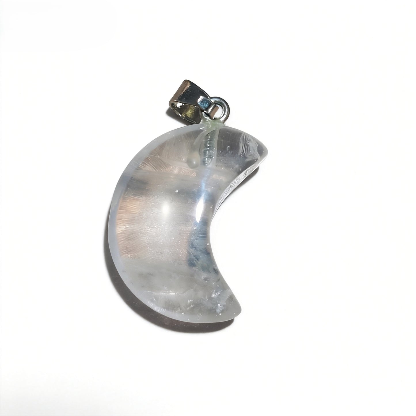 Natural Crystal Moon Pendant, Assorted Gemstone Crescent Charms for Jewelry Making