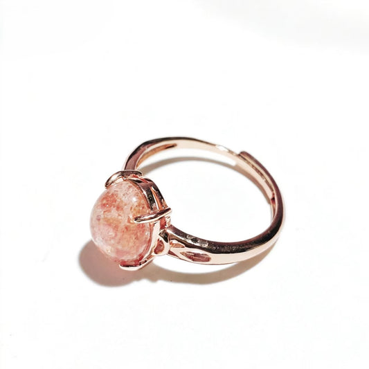Fire Quartz Rings Oval Cut Rose Gold Wire Wrapped for Women Minimalist Ring