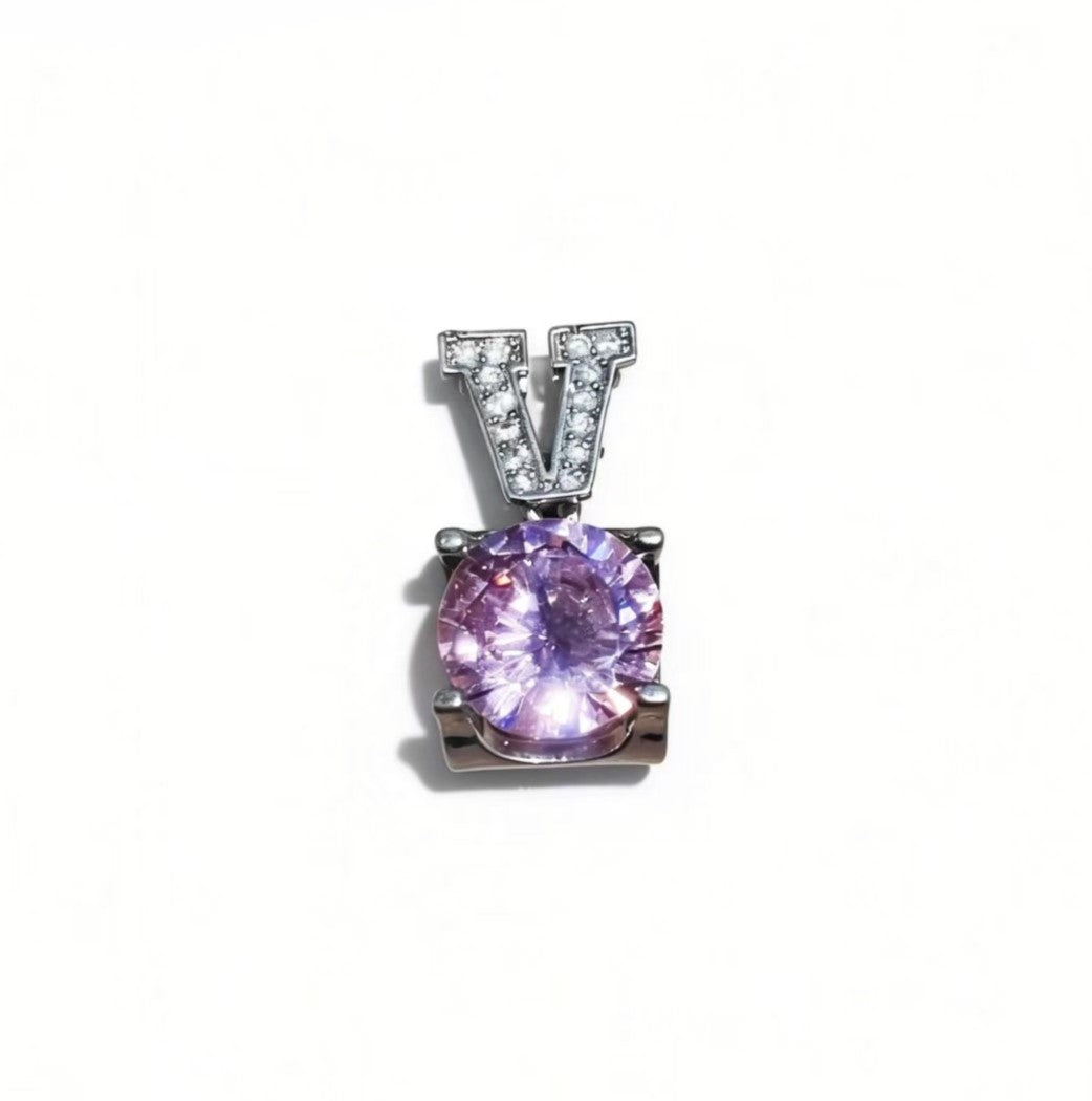 High-end V-set Pink Zircon Pendants Silver-plated Accessories For Women Jewelry Gifts