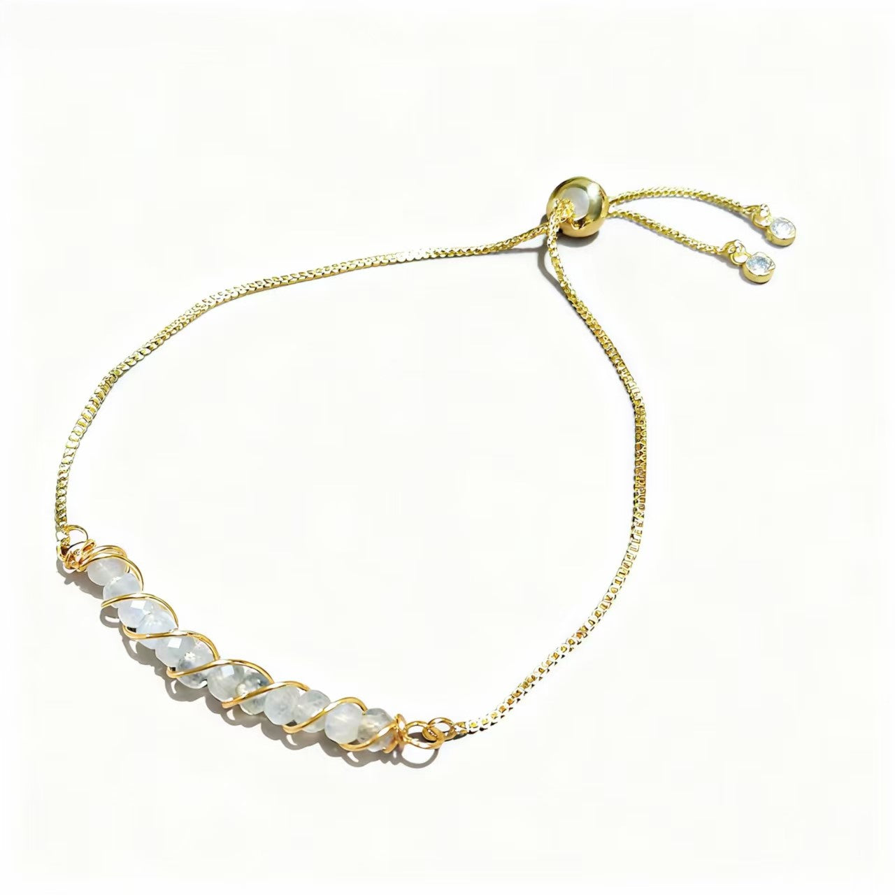 Golden Wired Facted Crystal Beads Bracelet Gifts