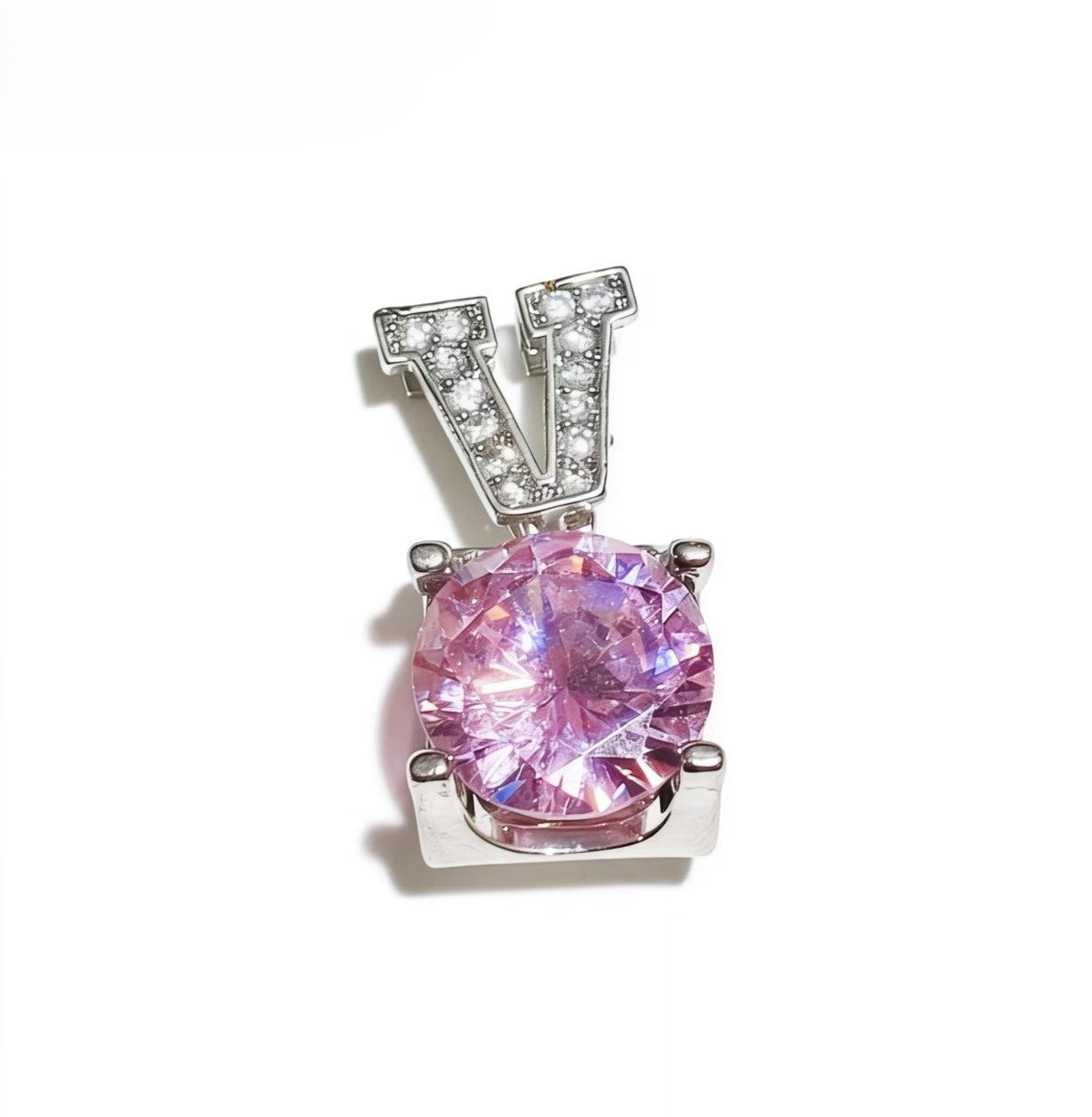 High-end V-set Pink Zircon Pendants Silver-plated Accessories For Women Jewelry Gifts