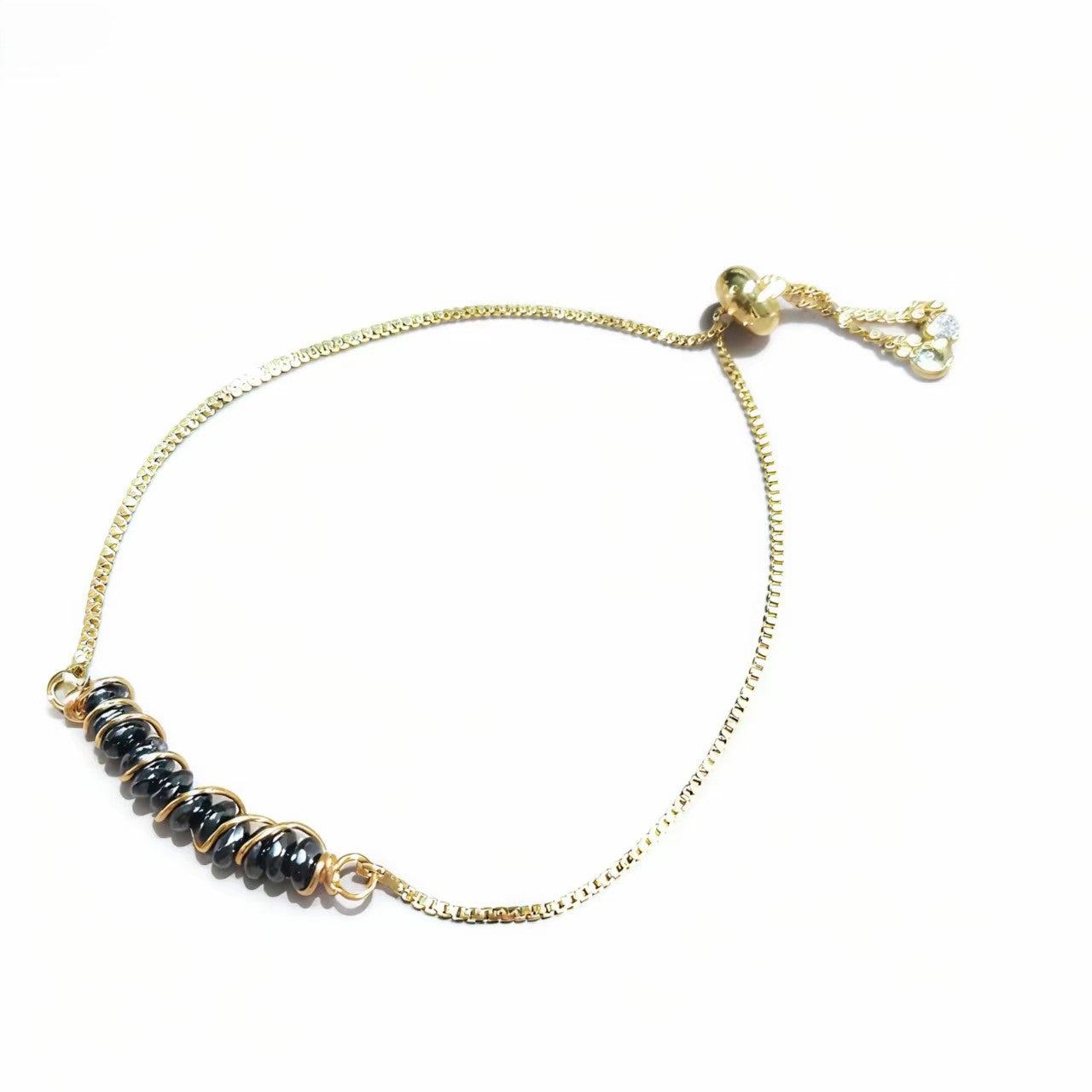 Golden Wired Facted Crystal Beads Bracelet Gifts