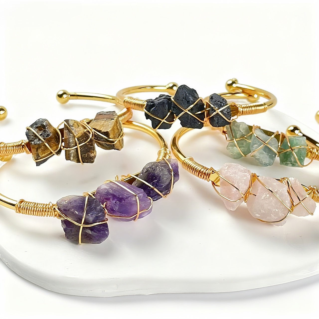 Natural Crystal Beads Bangle Elegant Design Perfect for Women Meditation Romantic Gift