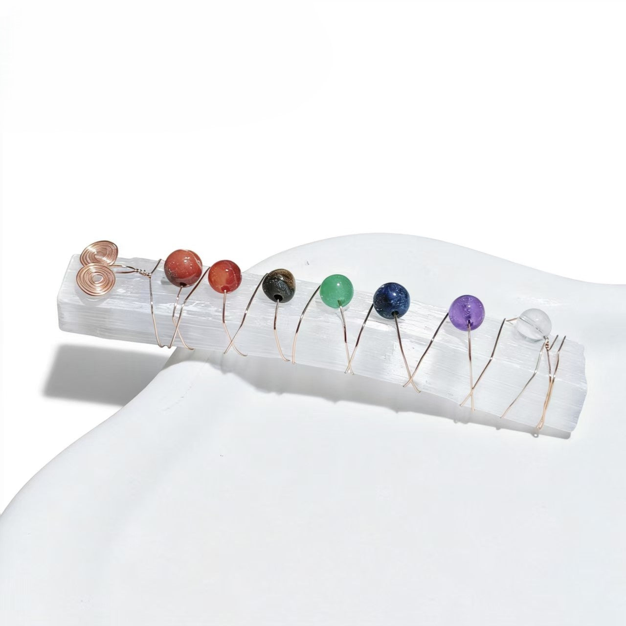 Natural Raw Selenite Stick Stone Pendants for Women Wire Wrapped 7 Chakra Crystal White Color