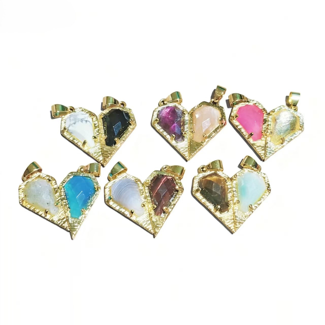 Healing Crystal Arrowhead Pendants, Multi-Stone Gemstone Charms for Necklaces & Bracelets