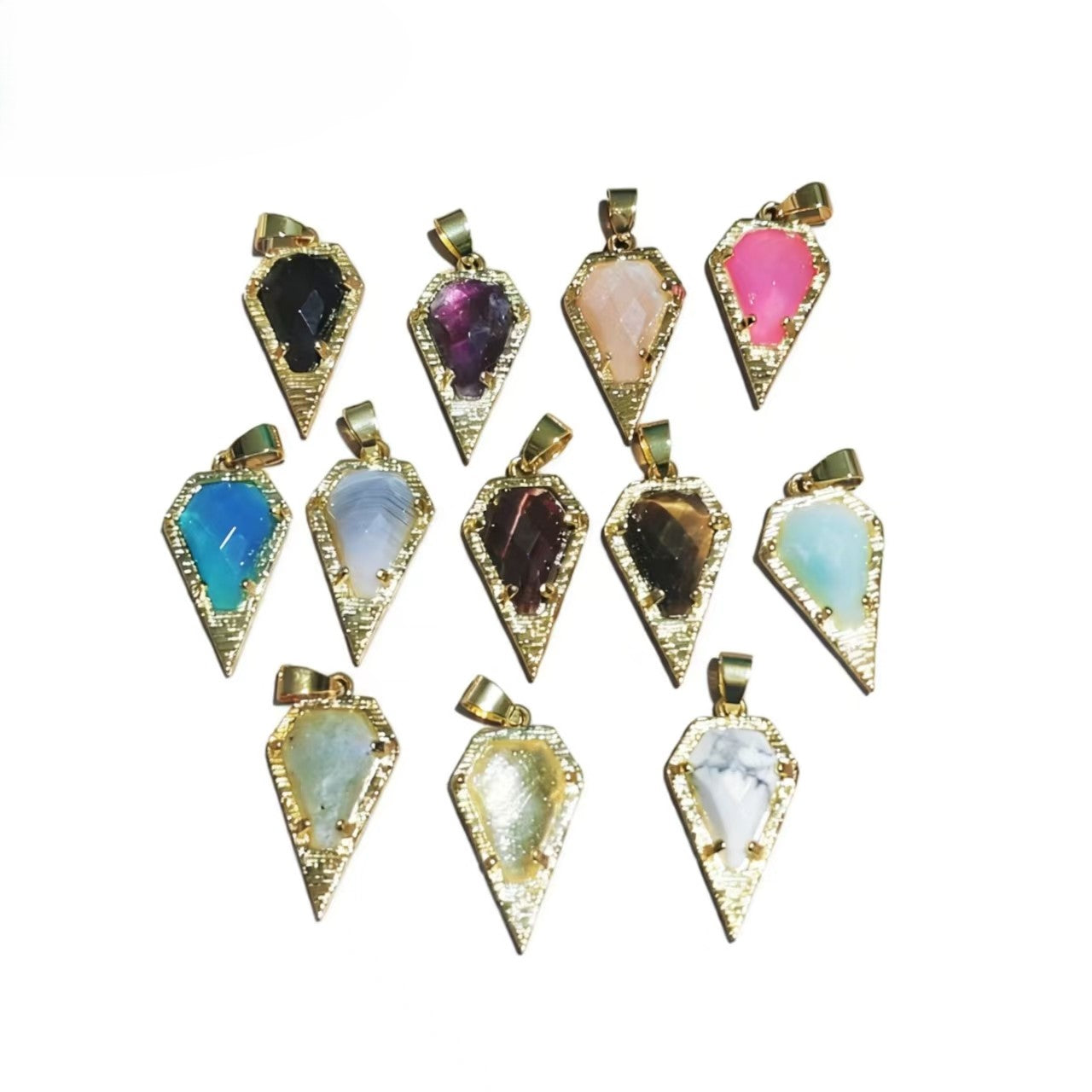 Healing Crystal Arrowhead Pendants, Multi-Stone Gemstone Charms for Necklaces & Bracelets