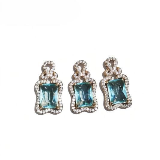 High-end Drilled Square Row Light Blue Zircon Pendants Rose-gold Plated Accessories For Women Jewelry Gifts