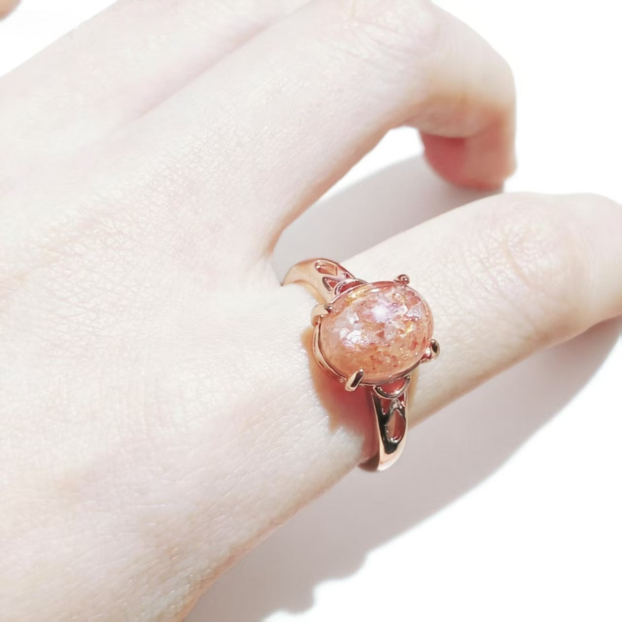 Fire Quartz Rings Oval Cut Rose Gold Wire Wrapped for Women Minimalist Ring
