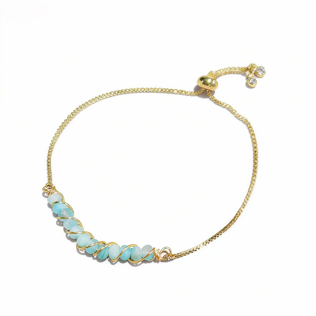 Golden Wired Facted Crystal Beads Bracelet Gifts