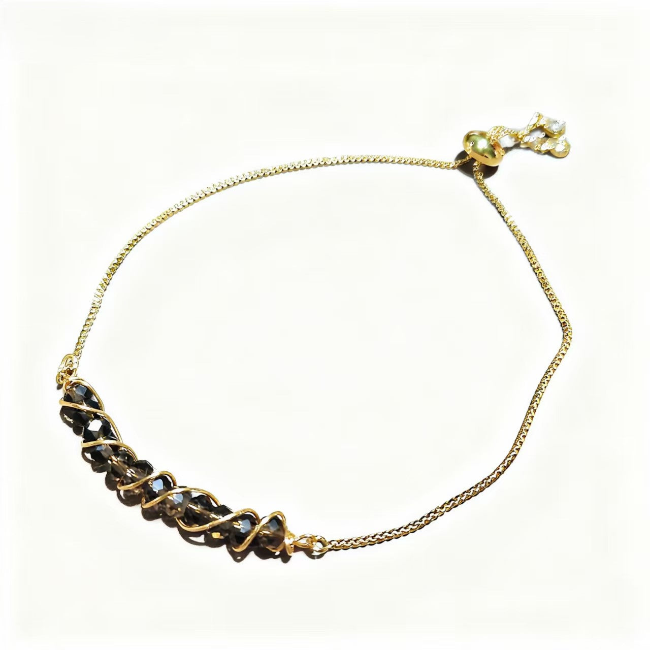 Golden Wired Facted Crystal Beads Bracelet Gifts