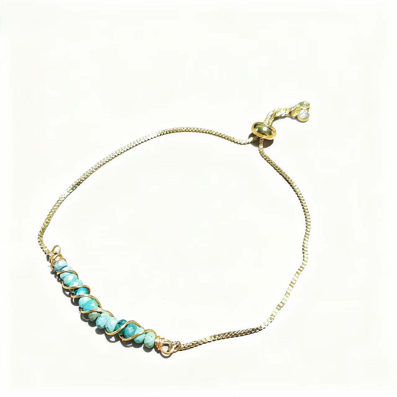 Golden Wired Facted Crystal Beads Bracelet Gifts