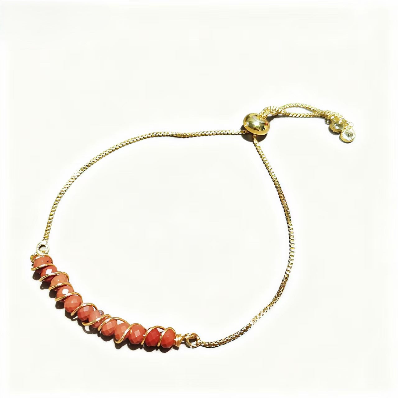 Golden Wired Facted Crystal Beads Bracelet Gifts