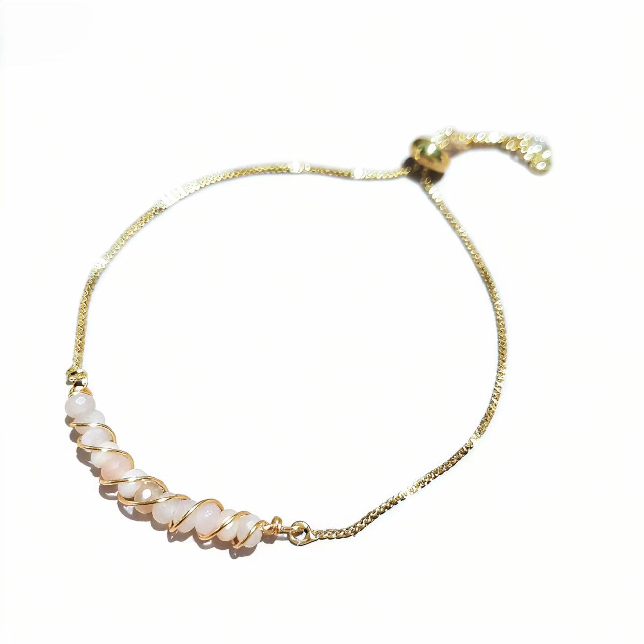 Golden Wired Facted Crystal Beads Bracelet Gifts
