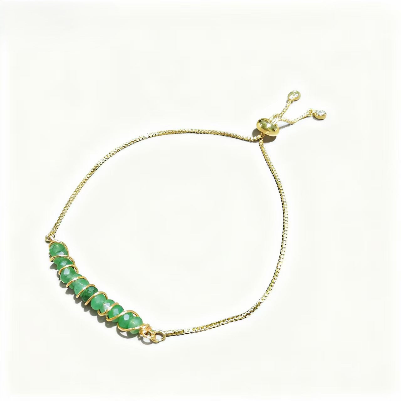 Golden Wired Facted Crystal Beads Bracelet Gifts