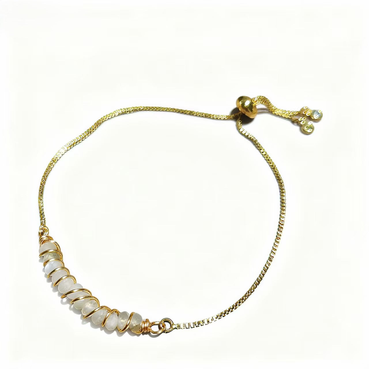 Golden Wired Facted Crystal Beads Bracelet Gifts