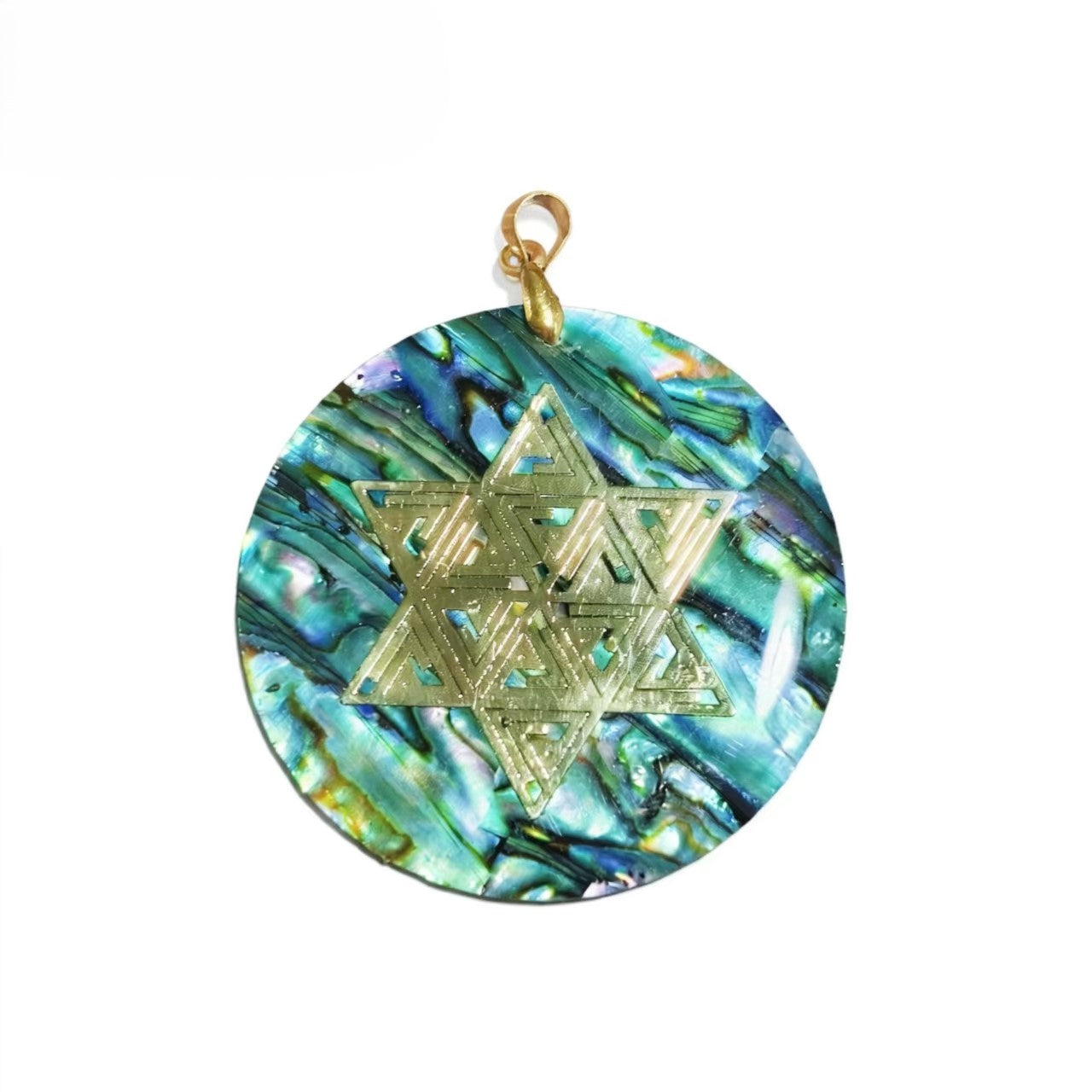 Abalone Shell &Gold Plated Mandala Circle Shape Pendants