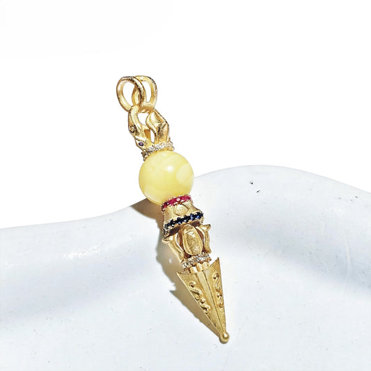 Amber Vajra Sterling Silver Pendants Design Necklace Personalized For Women Party Jewelry Gift