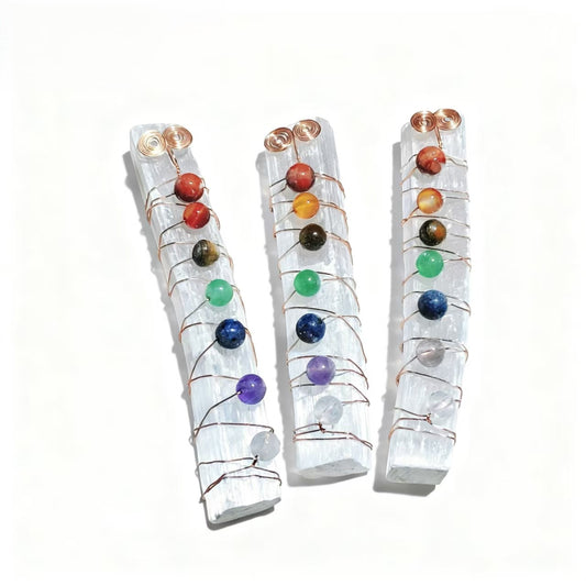 Natural Raw Selenite Stick Stone Pendants for Women Wire Wrapped 7 Chakra Crystal White Color