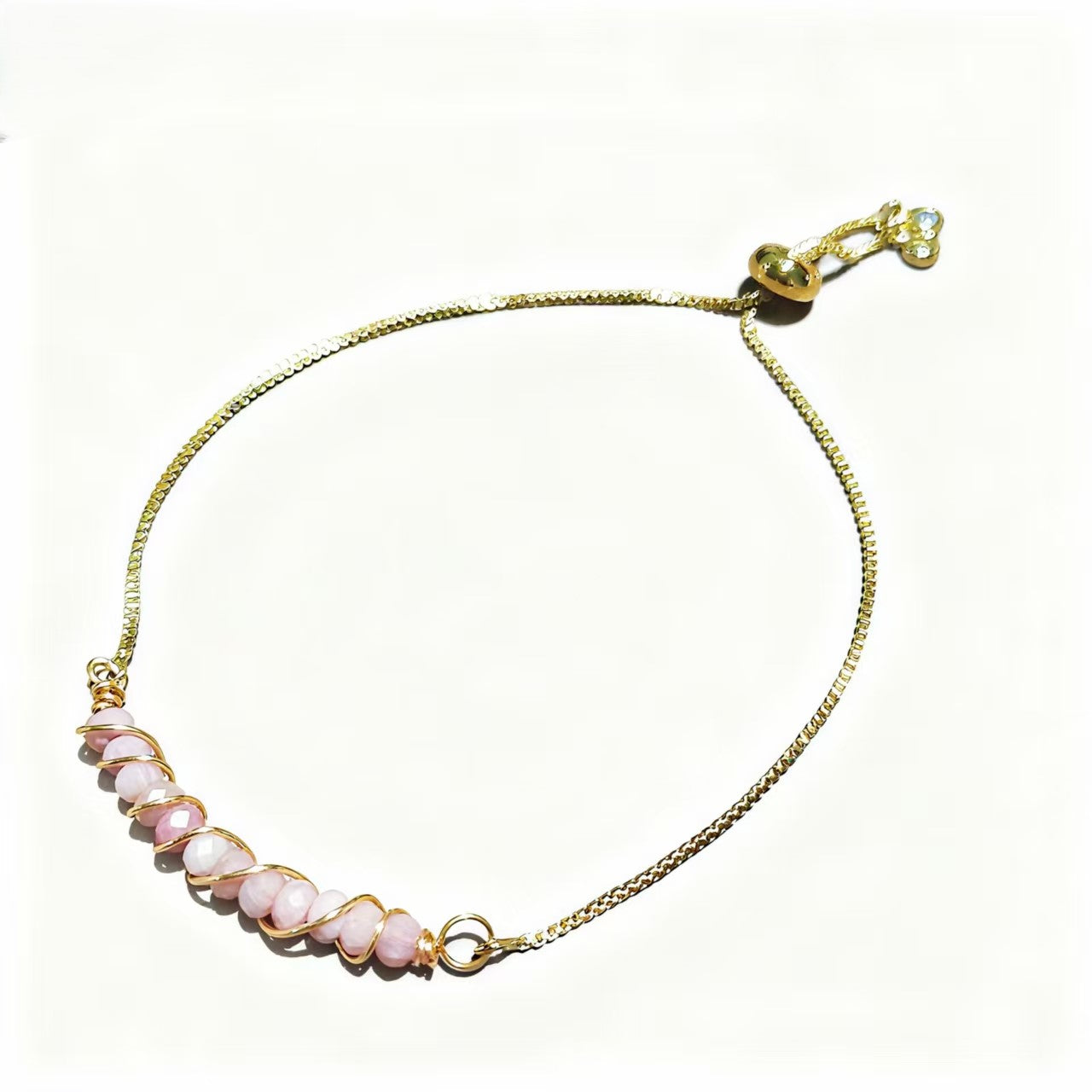 Golden Wired Facted Crystal Beads Bracelet Gifts