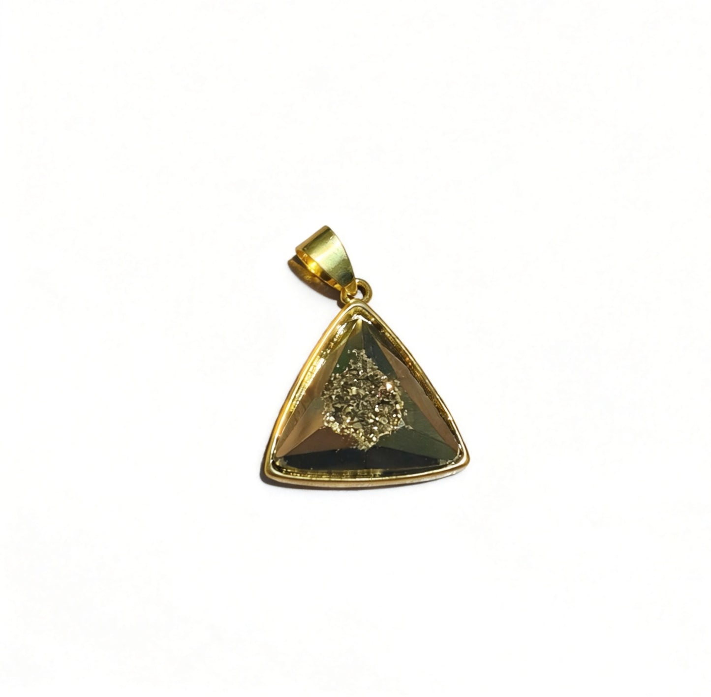 Gold-plated triangular cluster pendant, natural cave ore slice geometry pendant