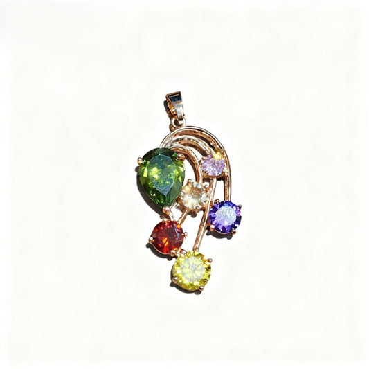 Colorful Arc Moon Multi-Stone Zircon Pendants Rose Gold Accessories For Women Jewelry Gifts