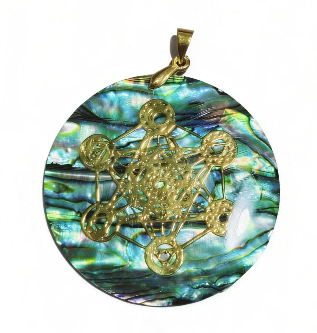 Abalone Shell &Gold Plated Mandala Circle Shape Pendants