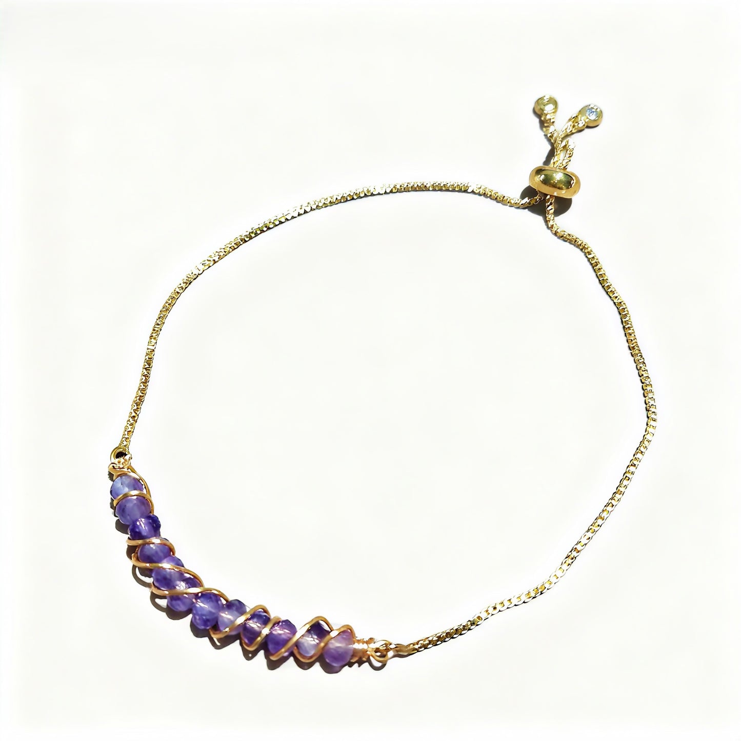 Golden Wired Facted Crystal Beads Bracelet Gifts