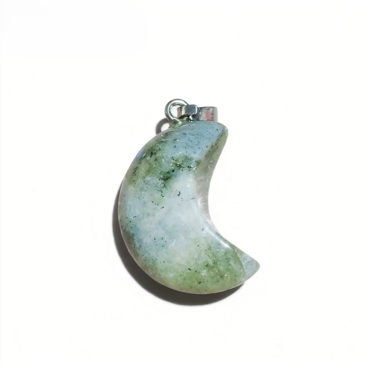 Natural Crystal Moon Pendant, Assorted Gemstone Crescent Charms for Jewelry Making